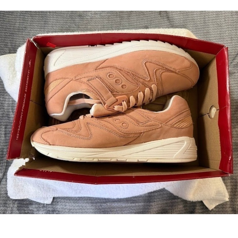 Saucony Grid 9000 Premium Tan Leather Mens Sneakers S70415-3 Size 10